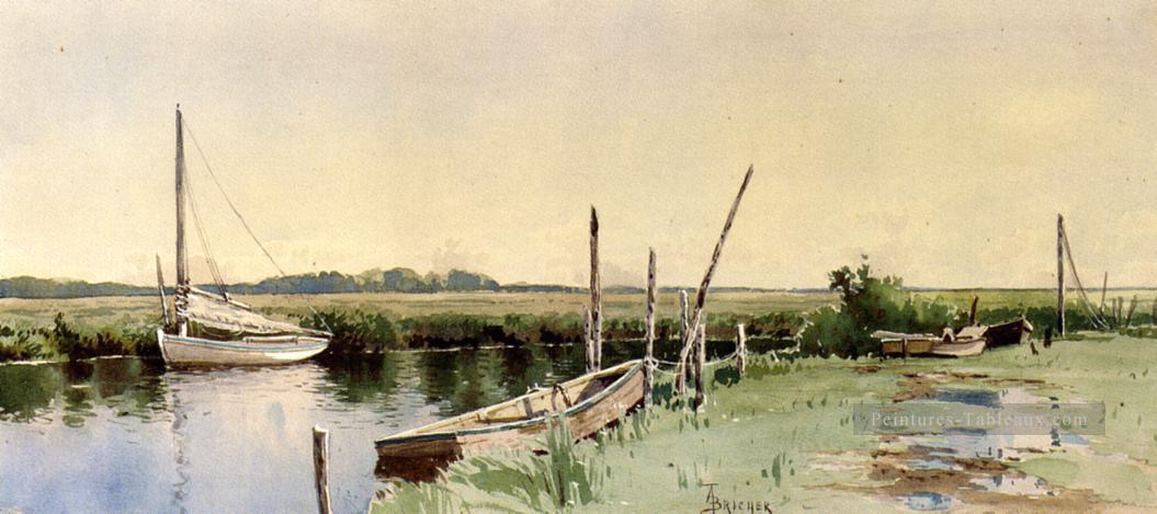 Voiliers dans une rivière Alfred Thompson Bricher Inlet Peintures à l'huile